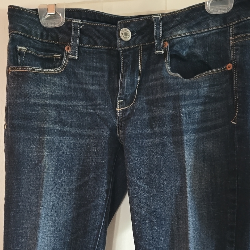 Blue Boot Cut Jeans with Faded Indigo Wash